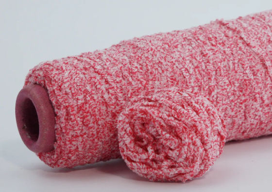 Duas cores misturadas de fios de chenille, corados 50% poliéster 50% algodão, misturados com ponto branco