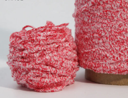 Duas cores misturadas de fios de chenille, corados 50% poliéster 50% algodão, misturados com ponto branco