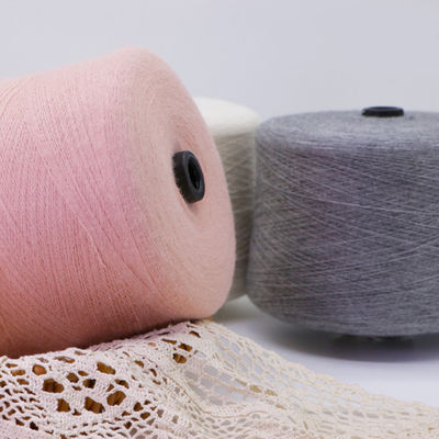 Macrame de algodão 57% 2/36Nm Tintura de stand anti-pilling fio acrílico 5Ply Spandex Caxemira como fio