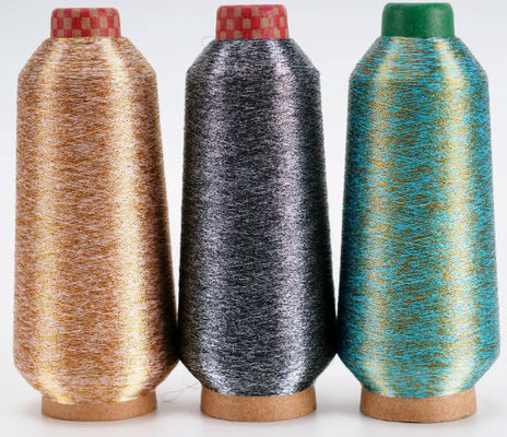 Fabricação japonesa de tricô de fios metálicos puros bordados de fios Lurex de poliéster de ouro